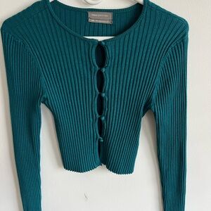 Urban Outfitters Teal Ribbed Knit Top